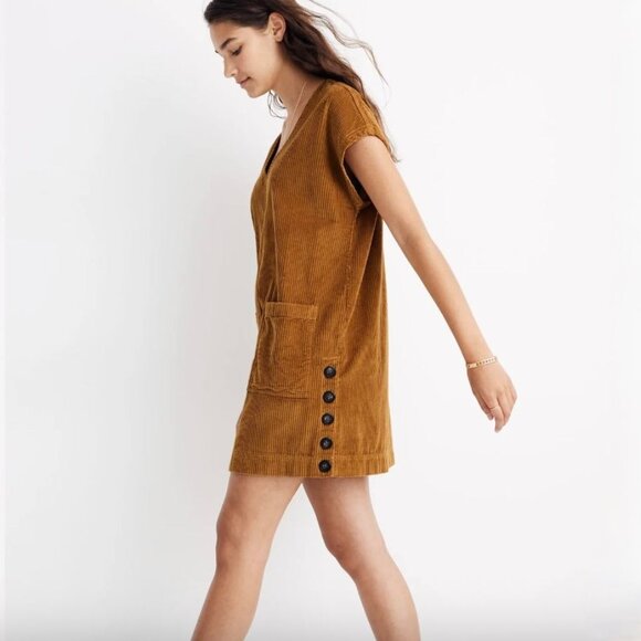 Madewell Dresses & Skirts - Madewell Corduroy Side-Button Shift Dress, S